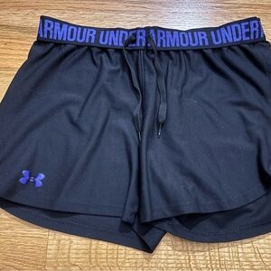 Under Armour Black Athletic Shorts with blue Waistband